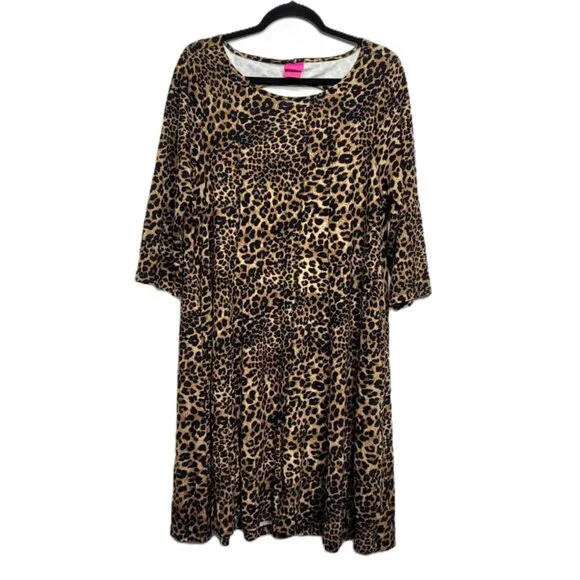 NEW Torrid 2 Betsey Johnson Leopard Ponte Skater Dress With Back Cutout 2X 18 20 - Picture 6 of 11